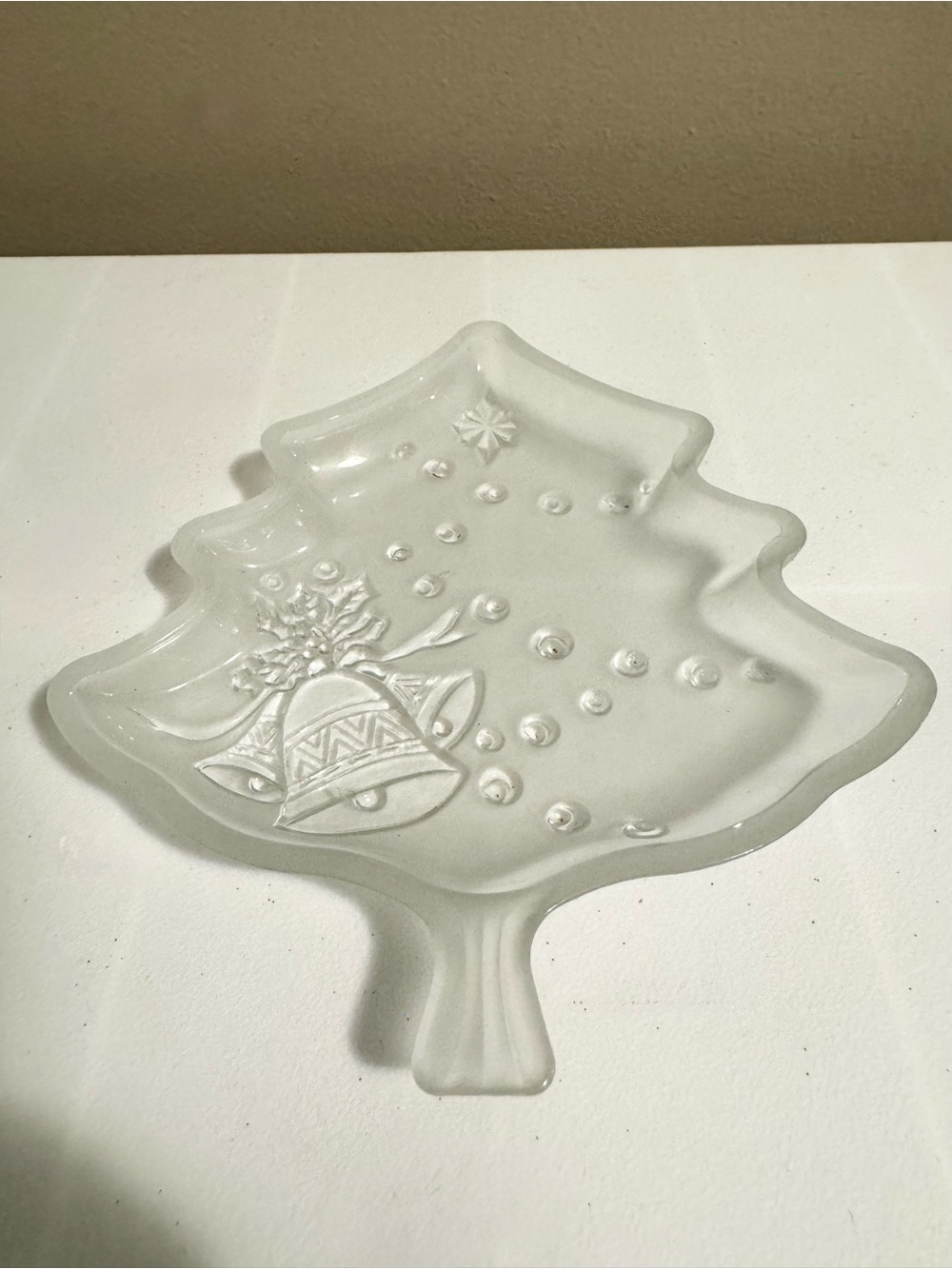 Vintage Glass Christmas Tree Trinket Tray